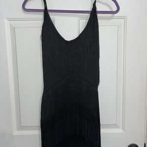 Elegant Black Fringe Dress